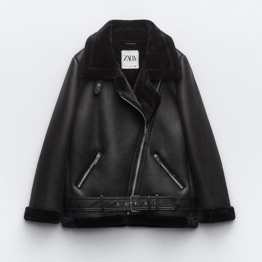EUC Zara black double-faced biker jacket size S